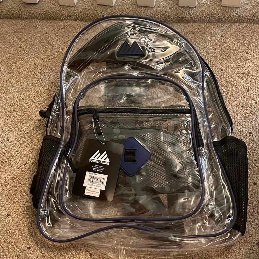 Summit Ridge Clear Plastic Backpack - perfect for festivals, theme parks